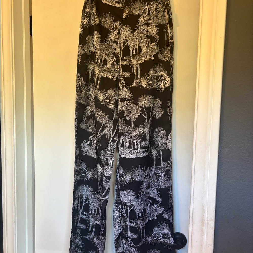 Guess Monochrome Tropical Wide Leg Pants